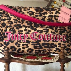 NWT Juicy Couture Leopard Print Purse Shaped Accent Pillow w/Pink Trim